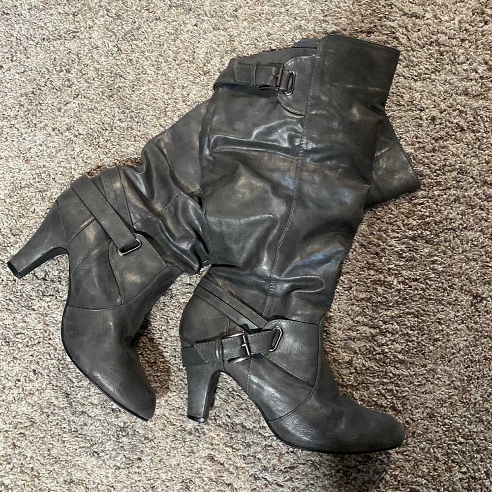 Just fab gray knee high boots